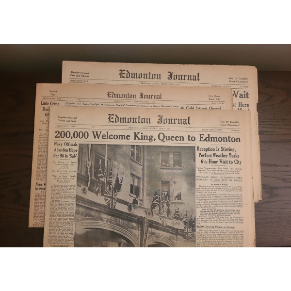 Edmonton Journal June 2/3, 1939-  Royal Visit: 200,000 Welcome King, Queen to Edmonton
