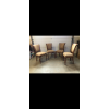 Image 1 : Set of 4 dining chairs in nice condition with soft padded seating surface and lovely wood legs.