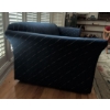 Image 4 : Pique Pattern Navy Blue 3 Seat Sofa - 77'Long