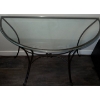 Image 2 : Pier 1 Imports Half-Moon Console Table-Wrought Iron Base & Glass Top 32x17x34tall