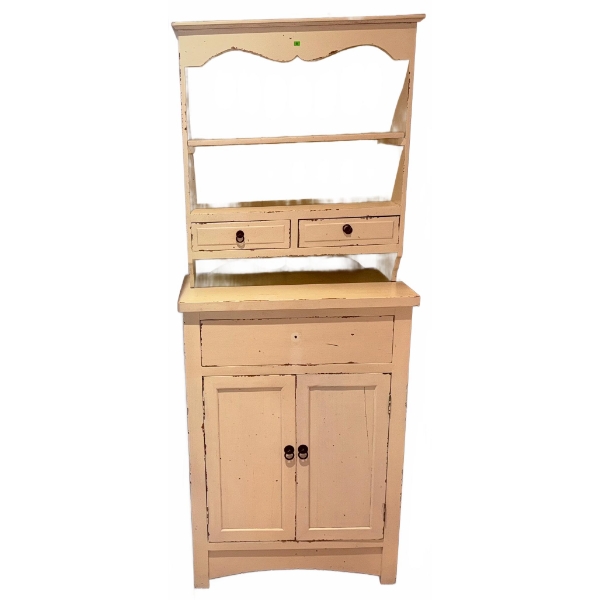 Painted Wood Hutch with Shelves, Drawers, and Cabinet