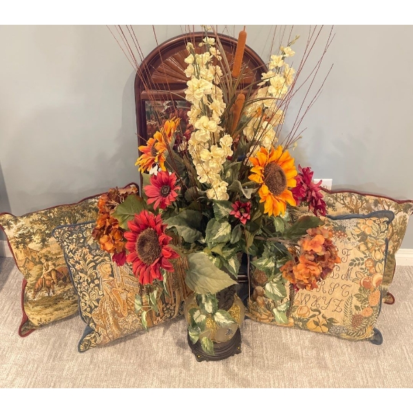 Decorative Home Accents - Vintage Seashell Mirror Artificial House Plant Throw Pillows 