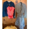 Image 1 : Vintage Ladies Apparel - Printed Tunic w/ Striped Sweater Vest Navy Cardigan & More Size - S/M