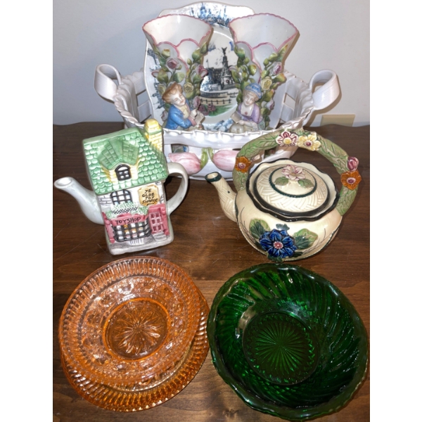 Decorative Glass Collection Basket Vases Teapots & More
