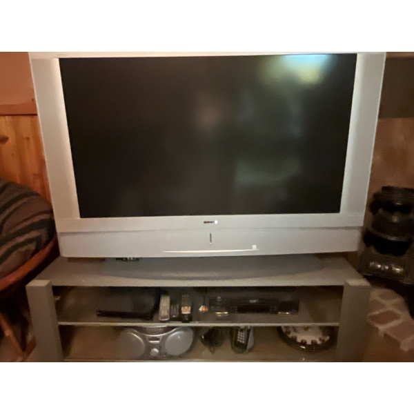 Retro Sony 50" Tube TV With Stand And JVC VHS Player And LG DVD Player