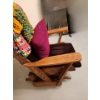 Image 2 : Wood Glider Chair w Crochet Blankets & Burgundy Cushion & 26 w, 30 d, 40 h