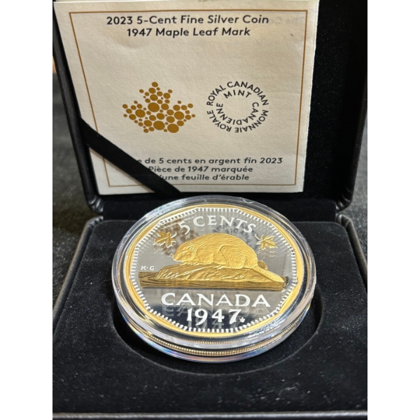 2023 5 Cent 1947 Maple Leaf Mark - Pure Silver Coin sku 207000 63.69g $399.99 