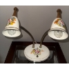 Image 3 : Mahogany Glass Top Multi Tiered End Table 24x25x25  w/ Vintage 2 Light Lamp 