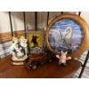 Image 3 :  iron and wood corner shelf with small stereo and a number of small collectibles Along with some sma