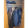 Image 2 : MDF Clothing Armoire 29 W, 20.5 D, 72 T, Contents Included- Men's Size M Perry Ellis Leather Coat 