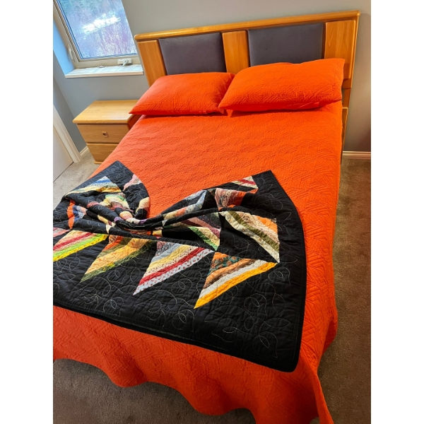 Teak  bedroom set with high-end quality double mattress and two side tables bedding not included.