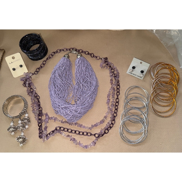 Costume Jewelery - Purple Beaded Belt & Necklace & More