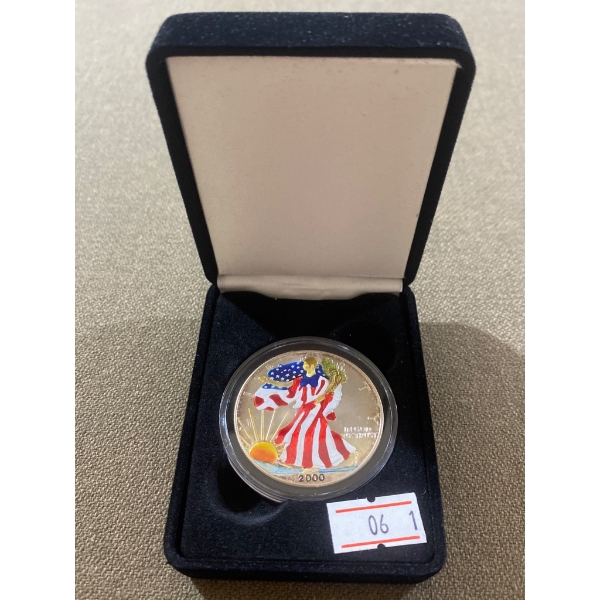 2000 U.S. Liberty Silver Eagle Dollar (.999 Fine Silver, 1 oz) in Display Case