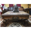 Image 1 : Art Nouveau Inspired Wood w/ Marble Top Table & Buddah - 42W, 42D, 21T 