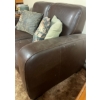 Image 2 : Genuine Leather Love Seat 55L w/ Decorative Accent Pillows 