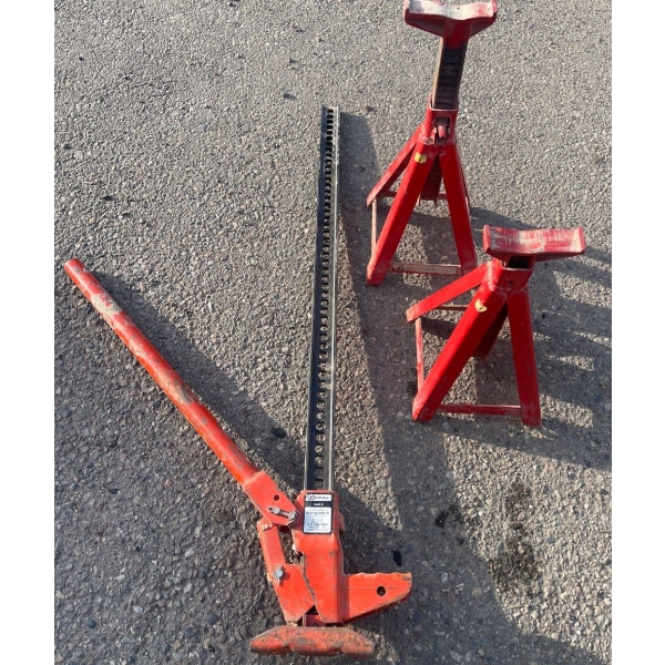 Heavy Duty High Lift Jack w/ Pair Of Jack Stands 