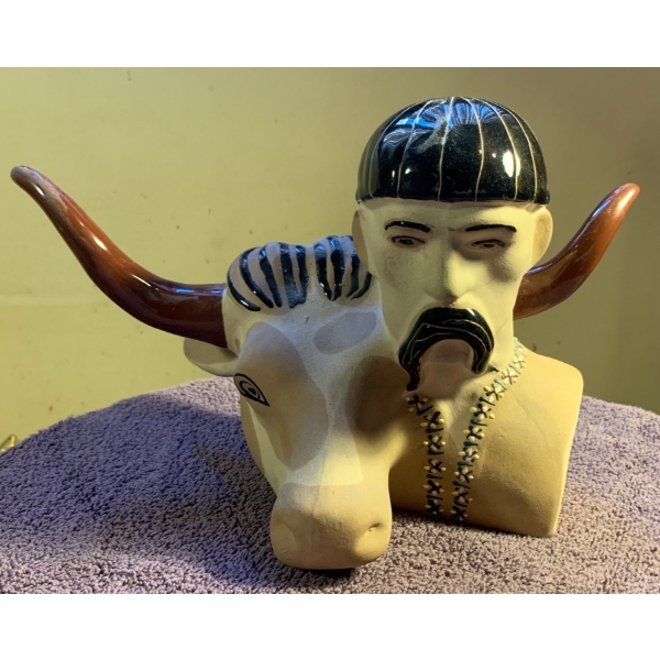 Vintage Porcelain Bull Rider Figurine 10T Made In USSR