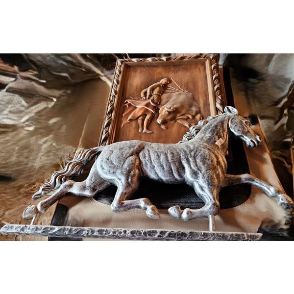 Wall Art- Horse (Plastic) 22 X 13, Ceramic Bull Rider 13 X 16