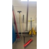 Image 2 : Rain Barrel with Assorted Yard Tools, Including Pitchfork and Dust Pan