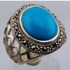 Image 1 : Turquoise & Marcasite Fashion Ring (9.5 g, 13×11 mm, Size 7)