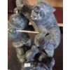 Image 2 : Wolf Original Soapstone Carving of Polar Bear and Hunters 13 T, 9 L, 8 W