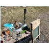Image 1 : Vintage washboard oil lamps enamel bucket  bug sprays vintage razors Coca-Cola & additional treasure
