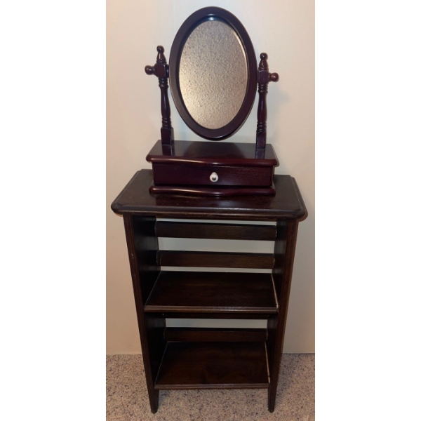 Vintage Victorian-Style Wooden Jewelry Box w/A Swivel Mirror-Dressing Table
