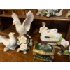 Image 3 :  collection of bird sculptures, soft, white, and pink in color