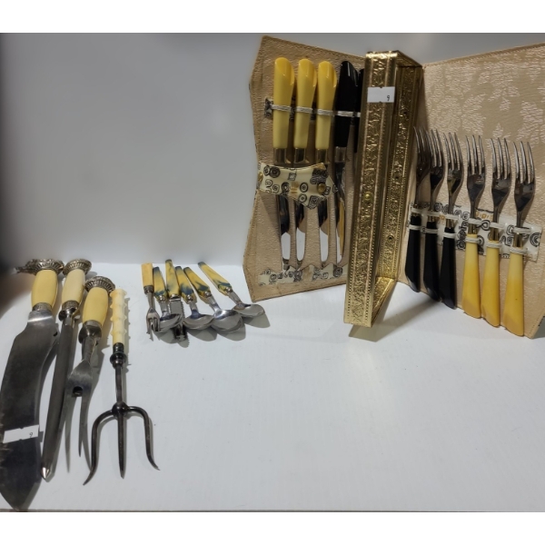 Vintage Bone Handle: Knives, Forks w/ Case 10 W, 7 T (Closed and Flat), Carving Set and More!