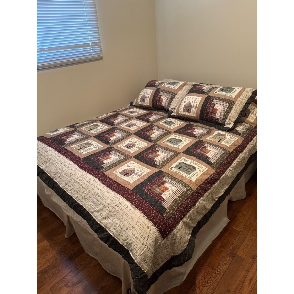 Double Bed w/ Quilts, Mattress, Box Spring and Frame 