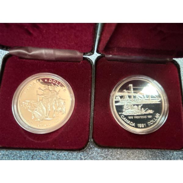 1990 and 1991 silver proof dollars Henry Kelsey Tricentennial , The Frontenac, 175th Anniversary 46.