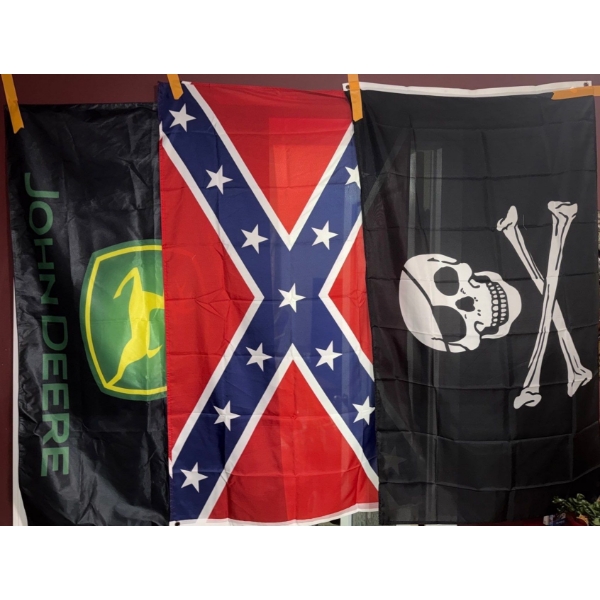 Collectible Flags - NEW Confederation Flag John Deere & One Eyed Piratte 