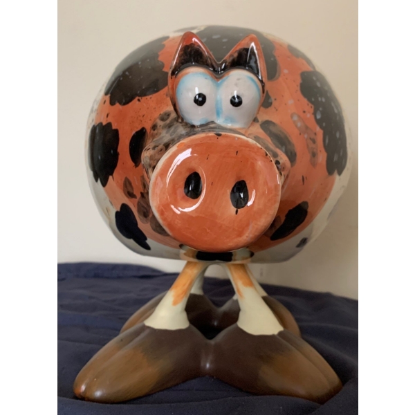 Stoneware Pig Figurine 12T Ceramic Farmhouse Decor