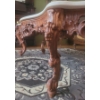 Image 2 : Antique Ornate Art Nouveau Wooden Coffee Table w/ Marble Top - 54W, 25D, 20T