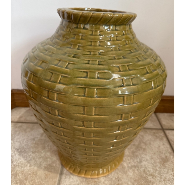 Vintage Bay Keramik Stoneware Vase - Olive Green Wide Mouth 14T