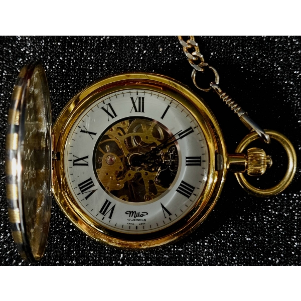 Milo 17 Jewel Gold-Tinted Pocket Watch (12.5")