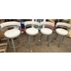 Image 2 : Set of 4 Metal and Cream Cloth Rotating Bar Stools - 21W, 20D, 37T