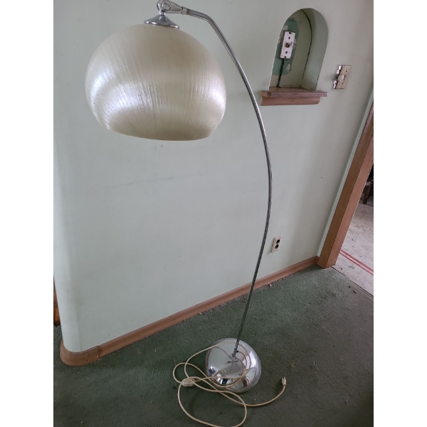Vintage Floor Lamp with White Shade 61 T, 13 Diameter Base 