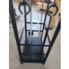 Image 3 : Metal Fireplace Tool Kit & Log Holder 17 1/2 w, 29 h, 12 d