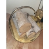 Image 2 : Brass Fireplace Tool Set with Matching Log Holder