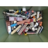 Image 1 : Bin w/ Assortment of Toy Train & Car Pieces 