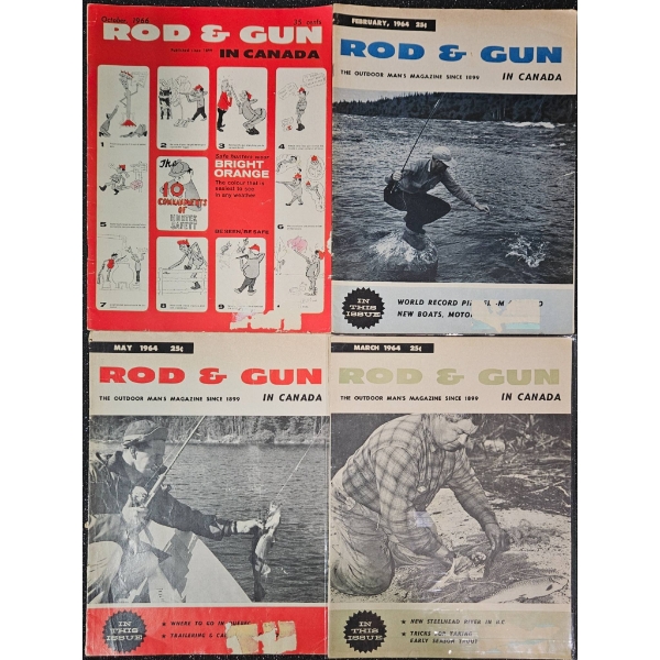 4 Issues of Rod & Gun in Canada Magazines, 1944