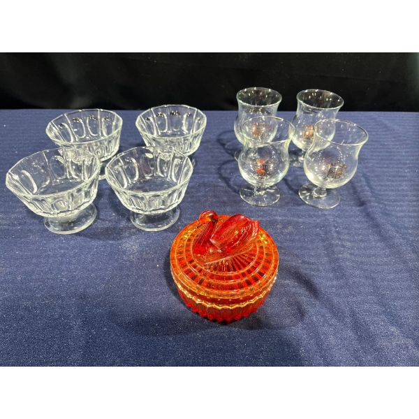 Collection of Glass Stemware, Dessert Dish