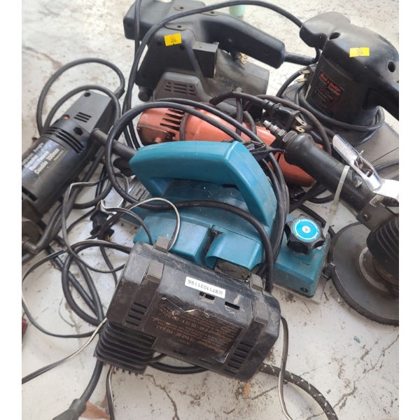 B&D Belt and Finish Sanders, Makita N1900B Power Planer, B&D Angle Grinder, Air Compressor and More!
