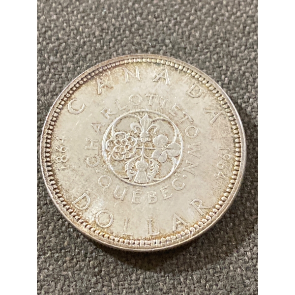 1964 Canada Silver Dollar, Charlottetown-Quebec Commemorative Coin