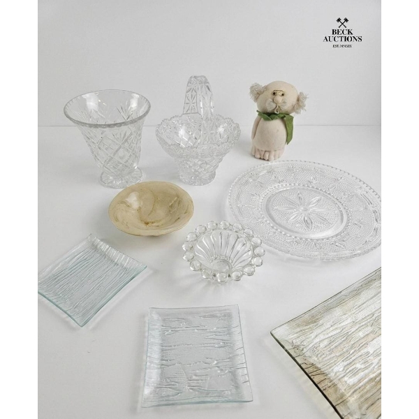 Waterford Marquis Lead Crystal Daisy Basket 8''INCHES And Collection Of Vintage Style Glassware.