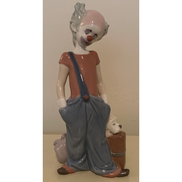  LLADRO Porcelain Sad Clown w/ Canine Companion 8T