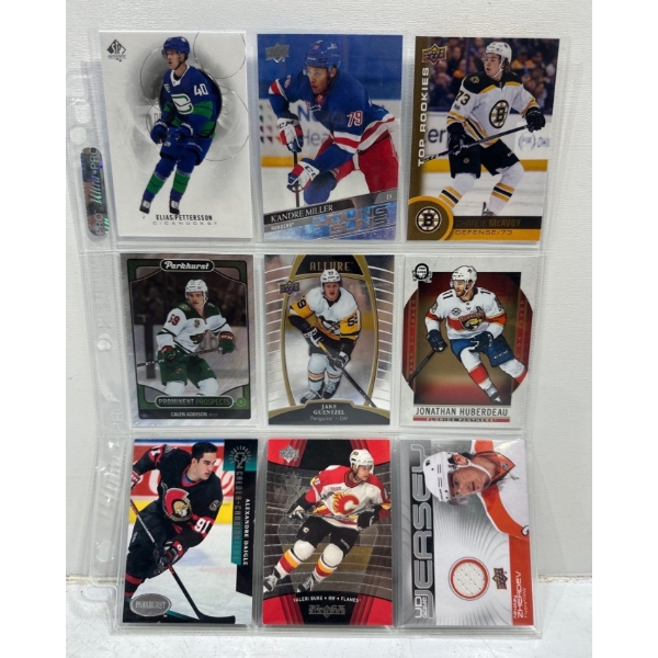 Binder Page of Hockey Memorabilia Collector Cards