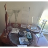 Image 1 : Wooden Crane Decor 16 1/2 h, Asst Glass Vases.  Tallest 14 h, Coasters & more