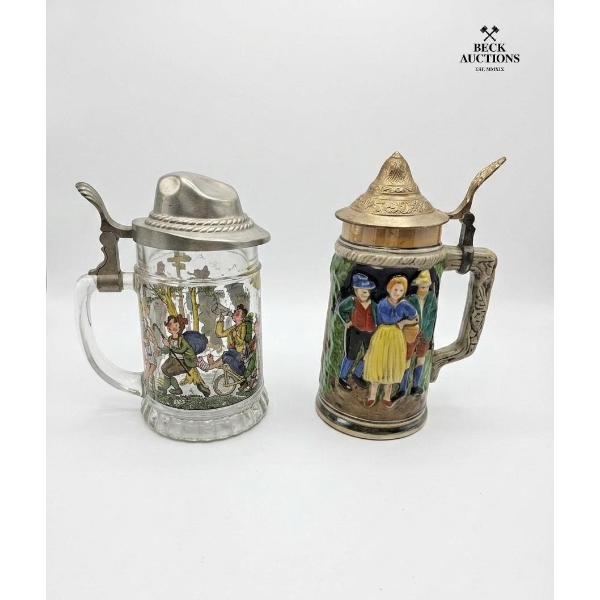 Vintage German Beer Stein 8''INCHES IN HEIGHT & Vintage West Germany Beer Stein 7''INCHES IN HEIGHT.